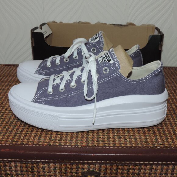 CONVERSE sz 10.5 Chuck Taylor All Star Move Low Cut Smoky Lavender Blue Denim - Picture 6 of 9
